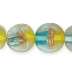 10x6mm Disc 2-Tone Goldstripe - Aqua/Yellow