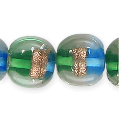 10x6mm Disc 2-Tone Goldstripe - Blue/Green