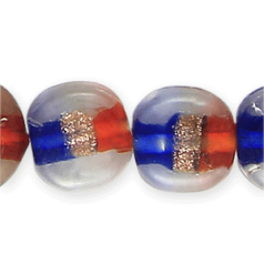 10x6mm Disc 2-Tone Goldstripe - Red/Blue
