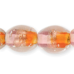 8x10mm Oval 2-Tone Goldstripe - Orange/Pink