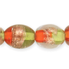 8x10mm Oval 2-Tone Goldstripe - Orange/Lime