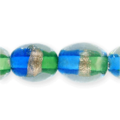 8x10mm Oval 2-Tone Goldstripe - Blue/Green
