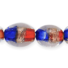 8x10mm Oval 2-Tone Goldstripe - Red/Blue