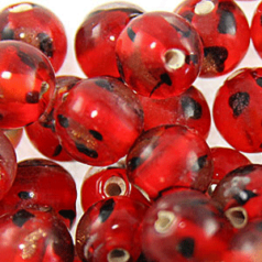 8mm Round Flower Inside - Red