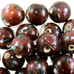 8mm Round Flower Inside - Burgundy