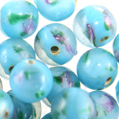 8mm Round Flower Inside - Turquoise