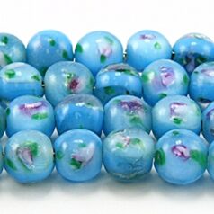 8mm Round Flower Inside - Turquoise