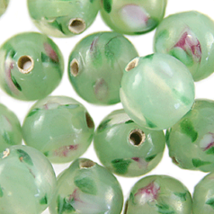 8mm Round Flower Inside - Lt. Green