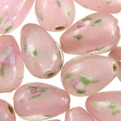 9x14mm Drop Flower Inside,  PINK