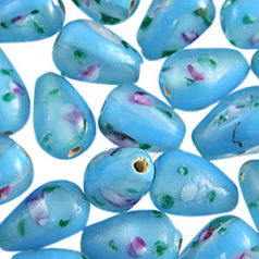 9x14mm Drop Flower Inside - Turquoise