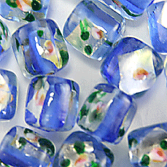 Beads, 10mm Glass Beads, Silverfoil, Tube  - SAPPHIRE