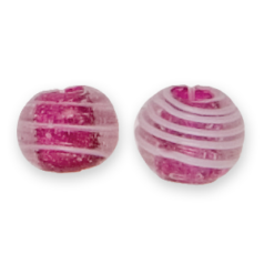 10mm Round Pink Lined - Burgundy