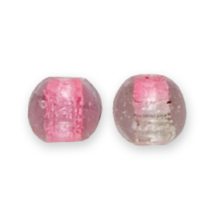 8mm Round Pink/Foil  Lined - Crystal