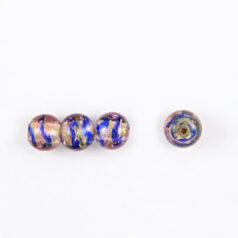 10mm Round Silverfoil Colourswirl - Pink w/Blue