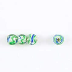 10mm Round Silverfoil Colourswirl - Peridot w/Blue