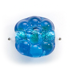 16x12mm Disc Flower Fancy Silverfoil - Blue/Green