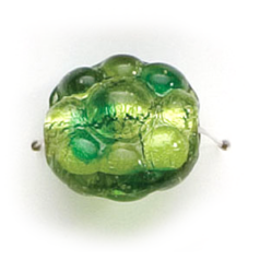 16x12mm Disc Flower Fancy Silverfoil - Chartreuse