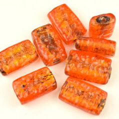 20x12x8mm Flat Tube Fancy Silverfoil - Orange