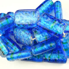 20x12x8mm Flat Tube Fancy Silverfoil - Blue/Green