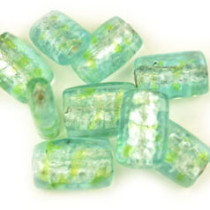 20x12x8mm Flat Tube Fancy Silverfoil - Aqua