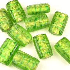 20x12x8mm Flat Tube Fancy Silverfoil - Chartreuse