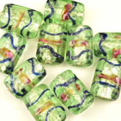 20x12x8mm Flat Tube Fancy Silverfoil - Lt. Peridot