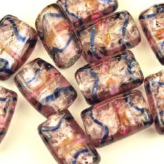 20x12x8mm Flat Tube Fancy Silverfoil - Amethyst