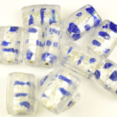 20x12x8mm Flat Tube Fancy Silverfoil - Crystal/Blue