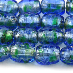 Beads, 12x9mm Oval, Fancy Silverfoil, SAPPHIRE