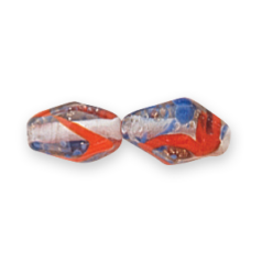 13mm Oval Bicone - Blue/Red