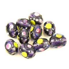 11X13Mm Millefiori Oval Foiled - Purple