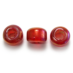 Glass Crow Bead - 9mm - Transparent Iris Iris Red