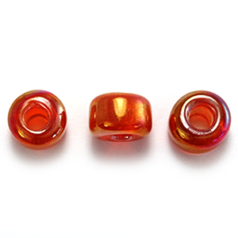 Glass Crow Bead - 9mm - Transparent Iris Iris Apricot