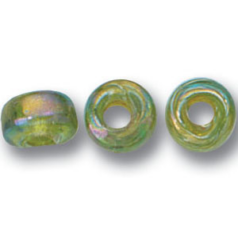 Glass Crow Bead - 9mm - Transparent Iris Iris Kiwi
