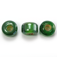 Glass Crow Bead - 9mm - Transparent Lustre Green