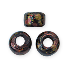 Glass Crow Bead - 9mm Marble - Bronze/Black