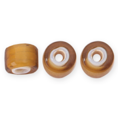 Glass Crow Bead - 9mm - White Heart - Transparent Amber Yellow