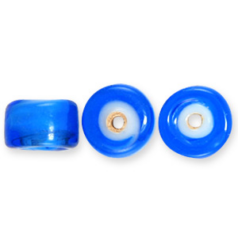 Glass Crow Bead - 9mm - White Heart - Transparent Light Blue