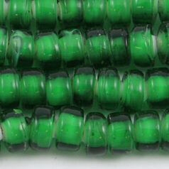 Glass Crow Bead - 9mm White Heart - Transparent Green