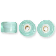 Glass Crow Bead - 9mm - White Heart - Transparent GREEN AQUA