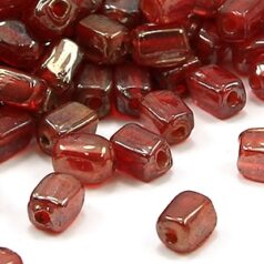Beads, Glass Beads,  6mm Rectangular Lustre,  RED IRIS