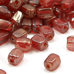 Beads, Glass Beads, 6mm Rectangular Lustre - Dark Red