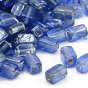 Beads, Glass Beads, 6mm Rectangular Lustre, LIGHT BLUE
