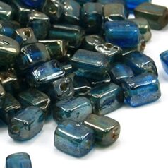Beads, Glass Beads,  6mm Rectangular Lustre,  TURQUOISE