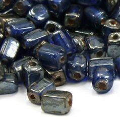Beads, Glass Beads,  6mm Rectangular Lustre,  NAVY