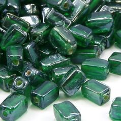 Beads, Glass Beads,  6mm Rectangular Lustre,  GREEN
