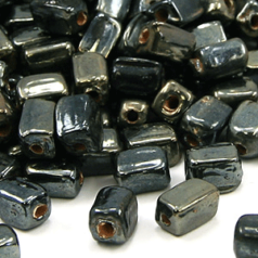 Beads, Glass Beads, 6mm Rectangular Lustre - Hematite