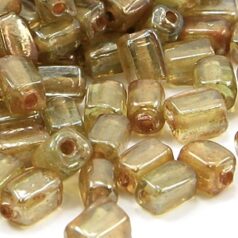 Beads, Glass Beads,  6mm Rectangular Lustre,  GREEN IRIS