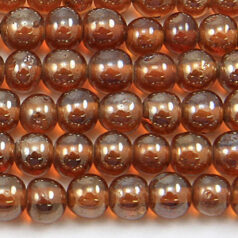 Beads, 6mm Round,  Transparent Lustre,  AMBER