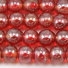 Beads, 8mm Round, Transparent Lustre, RED